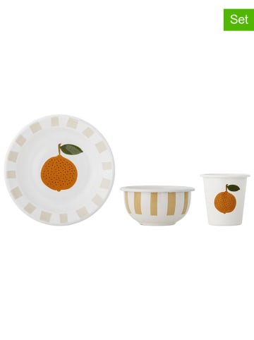 Bloomingville 3-delige kinderserviesset oranje/beige/wit