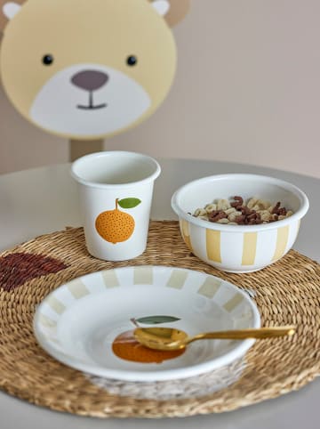 Bloomingville 3tlg. Kindergeschirr-Set in Orange/ Beige/ Weiß