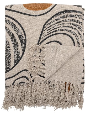 Bloomingville Pled "Giano" w kolorze kremowo-czarno-jasnobrązowym - 160 x 130 cm