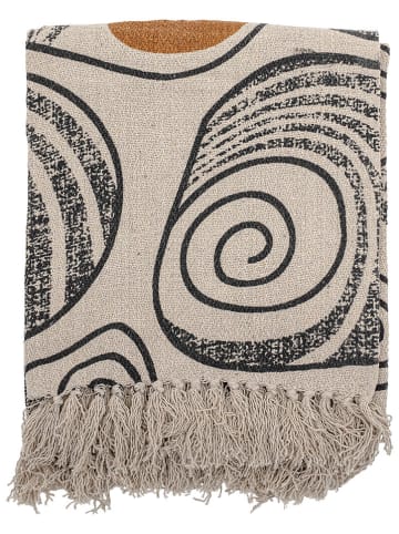 Bloomingville Plaid "Giano" crème/zwart/lichtbruin - (L)160 x (B)130 cm