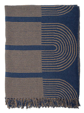 Bloomingville Plaid "Tiffanie" in Blau/ Braun - (L)160 x (B)130 cm
