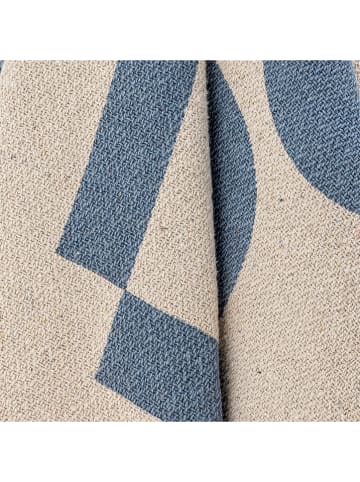 Bloomingville Plaid "Agno" in Blau/ Beige - (L)160 x (B)130 cm