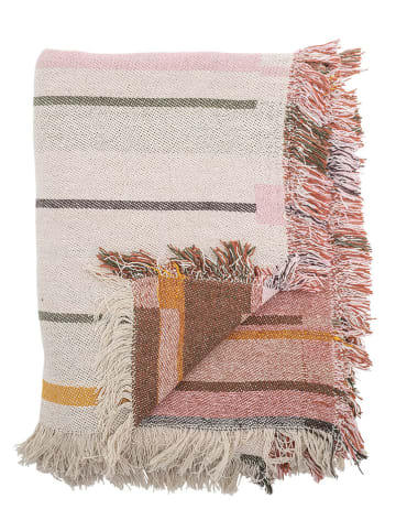 Bloomingville Plaid "Toscana" crème/lichtroze - (L)160 x (B)130 cm