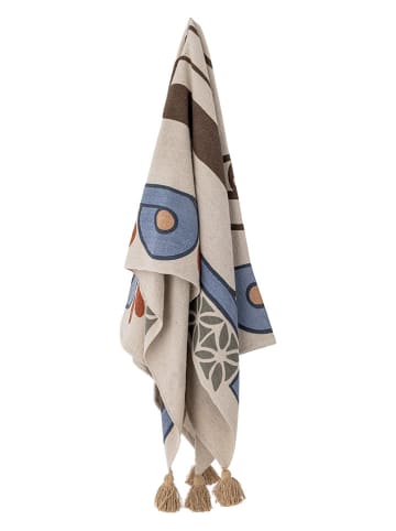 Bloomingville Plaid "Rudaur" blauw/crème - (L)160 x (B)130 cm