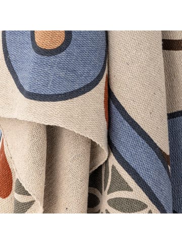 Bloomingville Plaid "Rudaur" blauw/crème - (L)160 x (B)130 cm