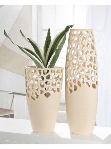 GILDE Vase "Bologna" in Beige - (B)24 x (H)38 x (T)15 cm