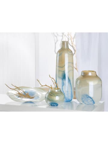 GILDE Vase "Fresh" in Creme/ Hellblau - (H)46 x Ø 13 cm