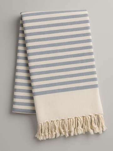 Samimi Hamamtuch "Guven" in Blau/ Creme - (L)180 x (B)100 cm