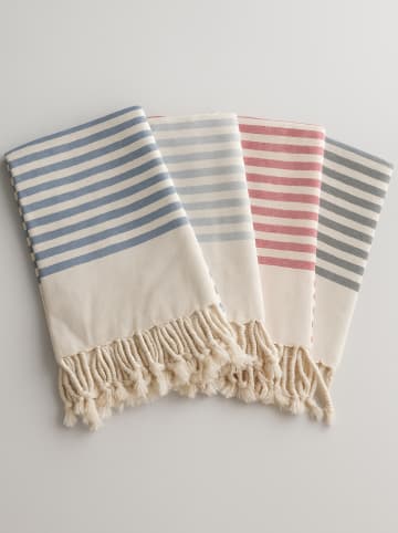 Samimi Hamamtuch "Guven" in Blau/ Creme - (L)180 x (B)100 cm