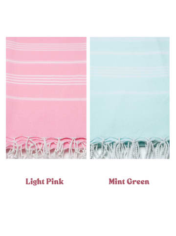 Samimi 2er-Set: Hamamtücher "Sultan" in Mint/ Rosa - (L)180 x (B)100 cm