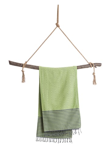 Samimi Hamamdoek "Sahara" groen/grijs - (L)180 x (B)100 cm