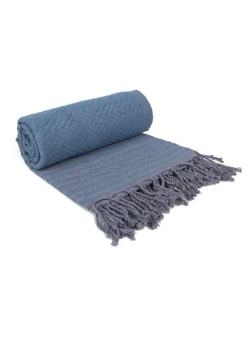 Samimi Hamamdoek "Sahara" petrol/grijs - (L)180 x (B)100 cm