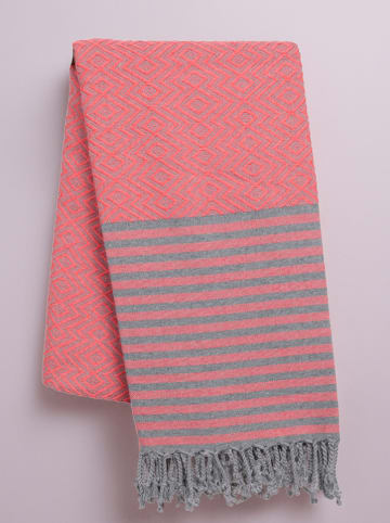 Samimi Hamamtuch "Sahara" in Pink/ Grau - (L)180 x (B)100 cm