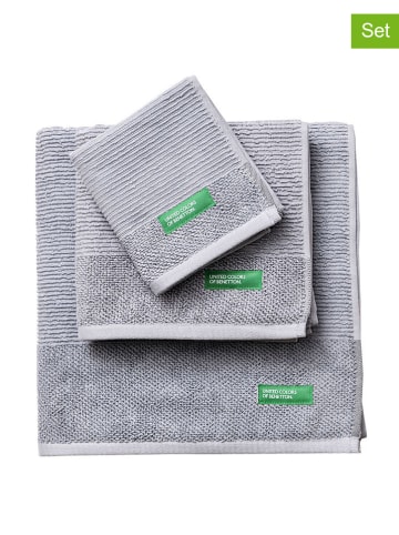 Benetton 3tlg. Handtuchset in Grau