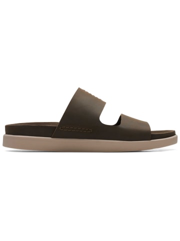 Clarks Leder-Pantoletten "Sunder Coast" in Oliv