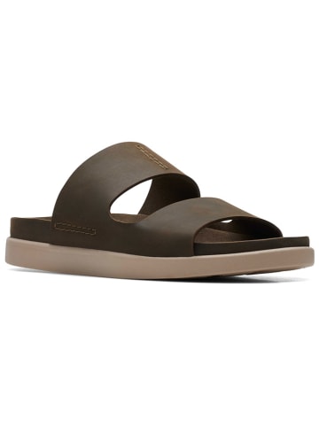 Clarks Leder-Pantoletten "Sunder Coast" in Oliv