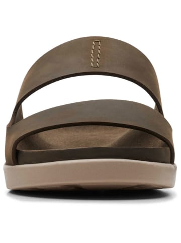 Clarks Leder-Pantoletten "Sunder Coast" in Oliv
