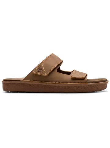 Clarks Leren slippers "Litton Strap" lichtbruin