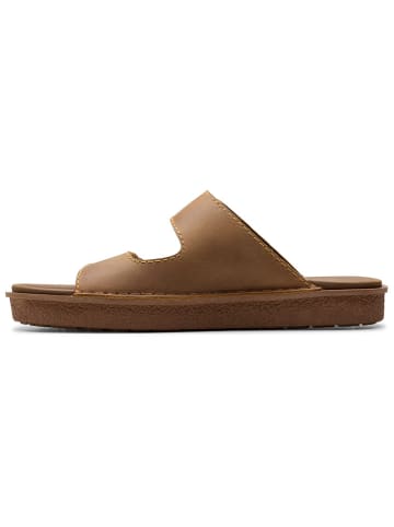 Clarks Leder-Pantoletten "Litton Strap" in Hellbraun