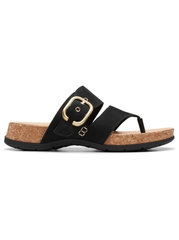 Clarks Leder-Zehentrenner "Reileigh Park" in Schwarz