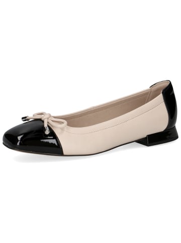 Caprice Leren ballerina's crème/zwart