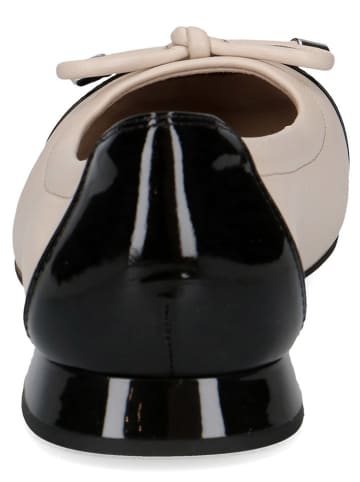 Caprice Leren ballerina's crème/zwart