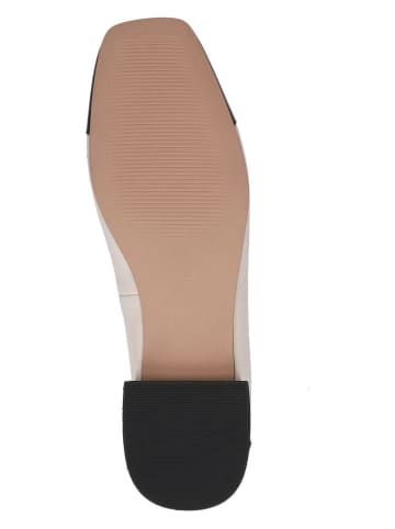 Caprice Leren ballerina's crème/zwart