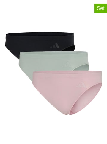adidas 3er-Set: Slips in Rosa/ Grün/ Schwarz