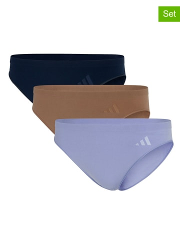 adidas 3er-Set: Slips in Hellblau/ Hellbraun/ Schwarz