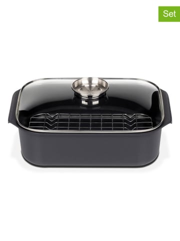 GSW 2tlg. Set: Bräter ''Gourmet'' in Schwarz - (L)40 x (B)26 cm