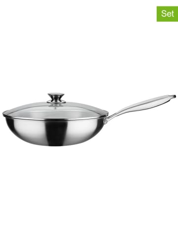 GSW 2tlg. Set: Wokpfanne ''Inoxxa'' in Silber - Ø 32 cm