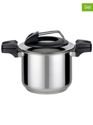 GSW 2-delige set: energiebesparende pan "Premium" zilverkleurig - 6 l