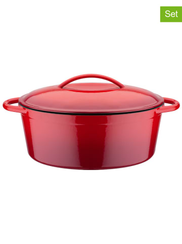 GSW 2-delige set: braadslede met deksel "Red Shadow" rood - (L)33 x (B)25 cm