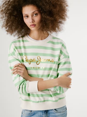 Pepe Jeans Bluza "Anna" w kolorze biało-zielonym