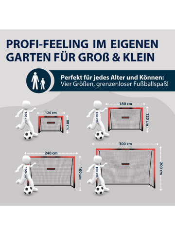 Hudora Fußballtor "Pro Tect 180 Advanced" in Schwarz/ Rot - ab 6 Jahren