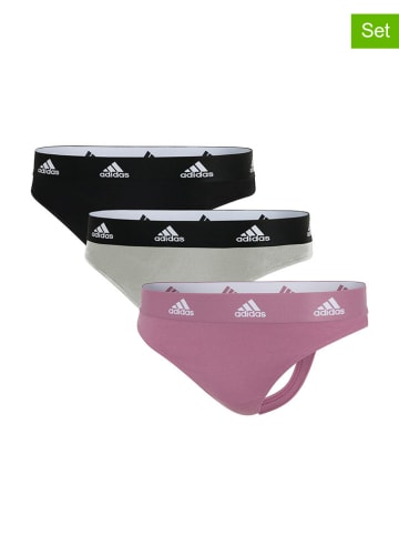 adidas Stringi (3 pary) w kolorze fioletowym, jasnozielonym i czarnym