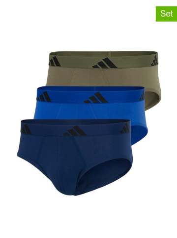 adidas 3er-Set: Slips in Dunkelblau/ Khaki/ Blau