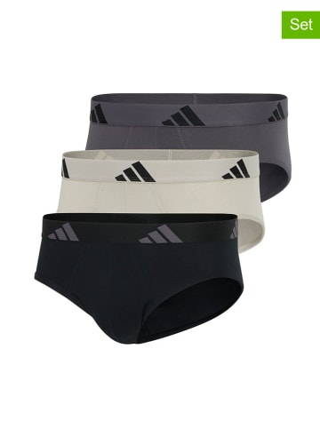 adidas 3er-Set: Slips in Beige/ Schwarz/ Anthrazit