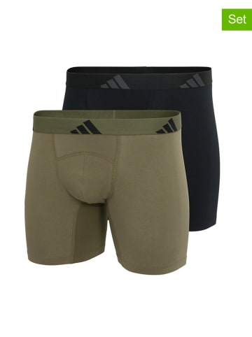 adidas 2er-Set: Boxershorts in Khaki/ Schwarz