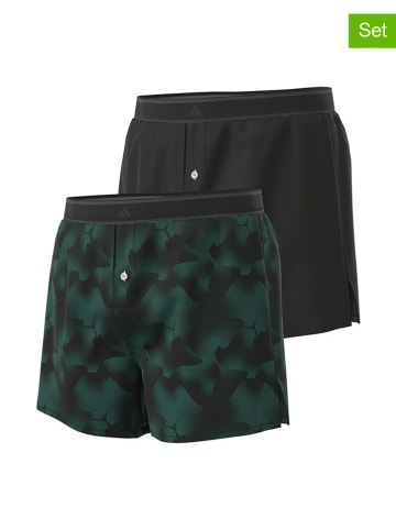 adidas 2er-Set: Boxershorts in Schwarz/ Dunkelgrün