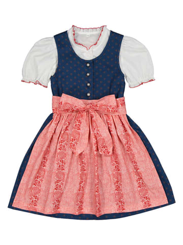 Turi Landhaus Dirndl in Dunkelblau/ Koralle