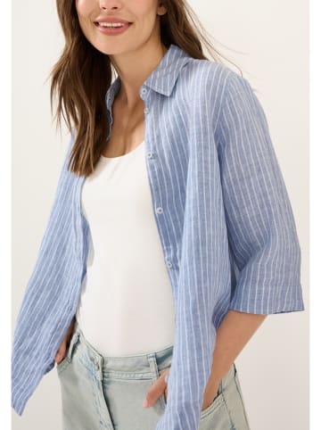 Cecil Linnen blouse lichtblauw/wit