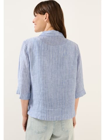 Cecil Linnen blouse lichtblauw/wit