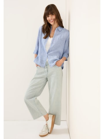 Cecil Linnen blouse lichtblauw/wit