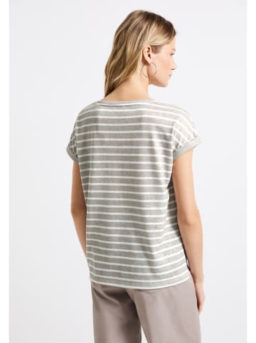 Street One Shirt in Grau/ Weiß