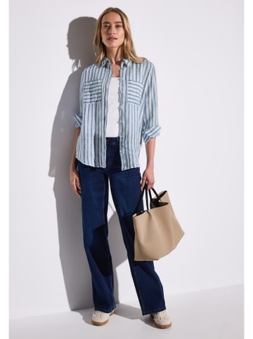 Street One Linnen blouse blauw/wit