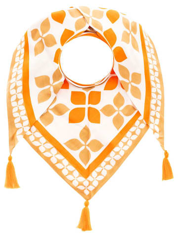 Zwillingsherz Dreieckstuch "Grafik Print" in Orange/ Weiß - (L)200 x (B)100 cm