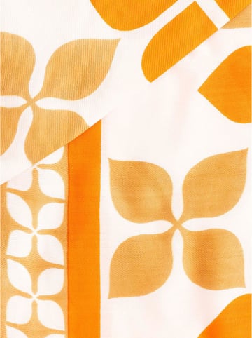 Zwillingsherz Dreieckstuch "Grafik Print" in Orange/ Weiß - (L)200 x (B)100 cm