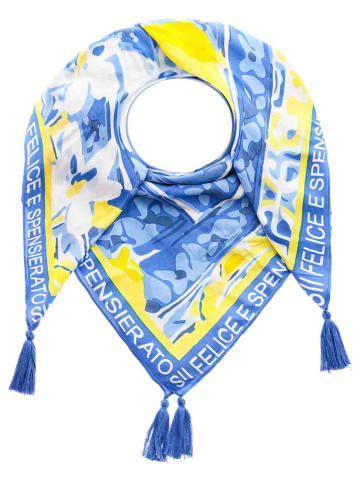 Zwillingsherz Viereck "Sii Felice" in Blau/ Gelb - (L)130 x (B)130 cm