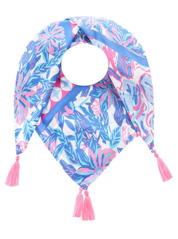 Zwillingsherz Viereck "Hawaii Blume" in Blau/ Pink - (L)130 x (B)130 cm